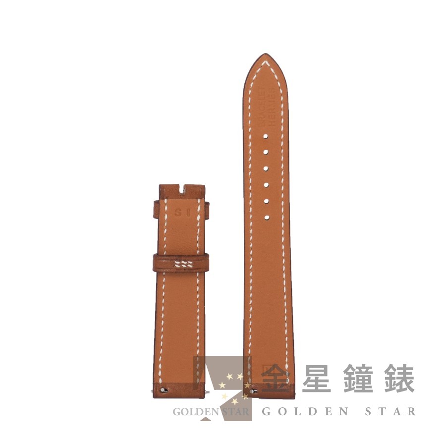 愛馬仕 原廠棕色Barenia馬鞍皮錶帶
